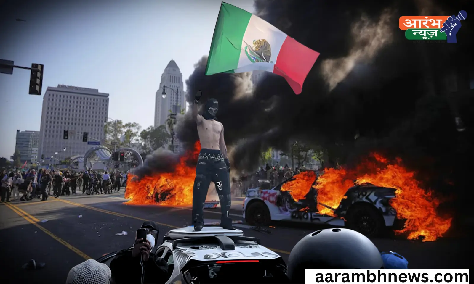 Los Angeles violence: लॉस एंजेलिस में हिंसक विरोध, पुलिस पर हमले, झंडे जलाए, 100 से अधिक गिरफ्तार 1 Los Angeles violence