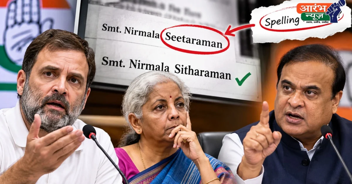 Rahul Gandhi Nirmala Sitharaman Spelling Row: निर्मला सीतारमण के नाम की स्पेलिंग पर छिड़ा विवाद, कांग्रेस ने बताया 'टाइपो मार्केटिंग', हिमंता सरमा ने कसा तंज